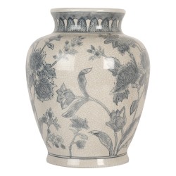 Clayre & Eef Vase Ø 23x29 cm Blanc Bleu Céramique Fleurs