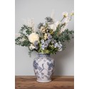 Clayre & Eef Vase Ø 23x29 cm Blanc Bleu Céramique Fleurs