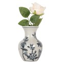 Clayre & Eef Vase Ø 10x16 cm Blanc Bleu Céramique Fleurs