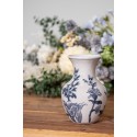 Clayre & Eef Vase Ø 10x16 cm Blanc Bleu Céramique Fleurs