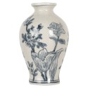 Clayre & Eef Vaso Ø 9x15 cm Bianco Blu Ceramica Fiori