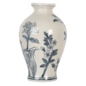 Clayre & Eef Vaso Ø 9x15 cm Bianco Blu Ceramica Fiori