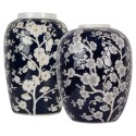 Clayre & Eef Vase Ø 20x30 cm Bleu Blanc Céramique Fleurs