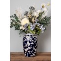 Clayre & Eef Vase Ø 20x30 cm Bleu Blanc Céramique Fleurs