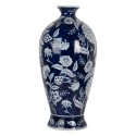 Clayre & Eef Vase Ø 21x42 cm Bleu Blanc Céramique Fleurs