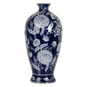 Clayre & Eef Vase Ø 21x42 cm Bleu Blanc Céramique Fleurs