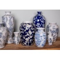 Clayre & Eef Vase Ø 21x42 cm Bleu Blanc Céramique Fleurs
