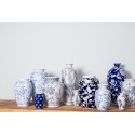 Clayre & Eef Vase Ø 21x42 cm Bleu Blanc Céramique Fleurs