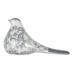Clayre & Eef Statuetta decorativa Uccello 25x11x13 cm Bianco Blu Ceramica