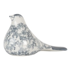 Clayre & Eef Statuetta decorativa Uccello 25x11x13 cm Bianco Blu Ceramica