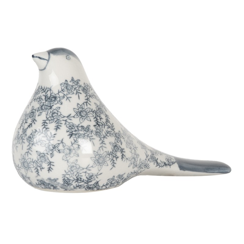 Clayre & Eef Statuetta decorativa Uccello 25x11x13 cm Bianco Blu Ceramica