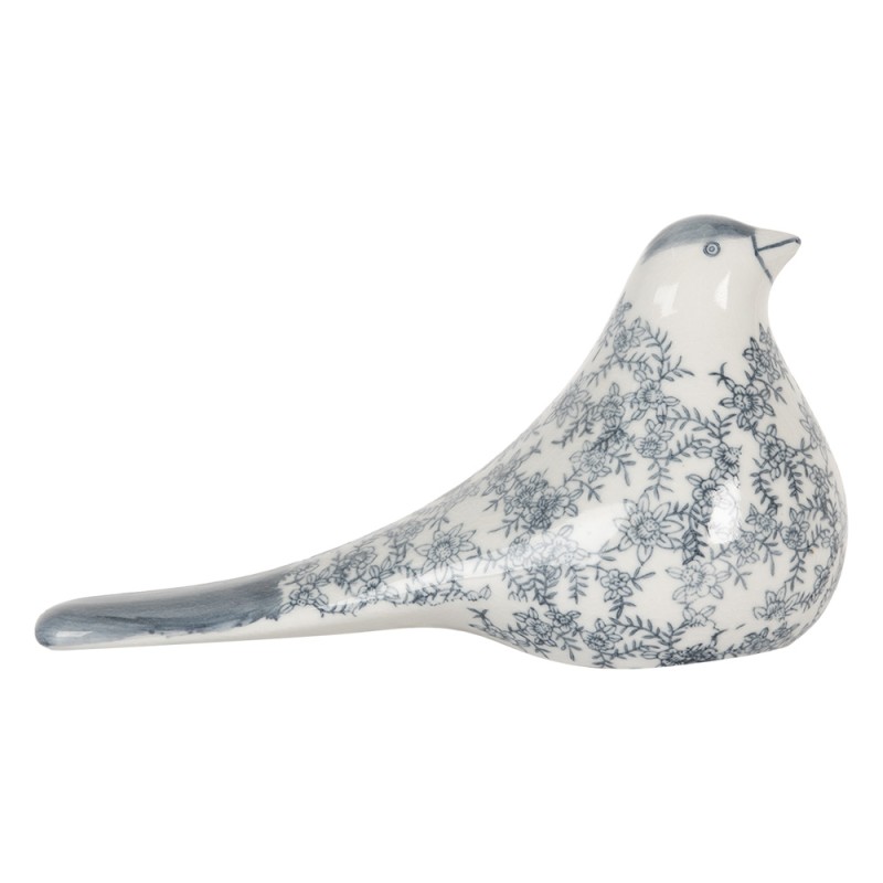 Clayre & Eef Statuetta decorativa Uccello 25x11x13 cm Bianco Blu Ceramica