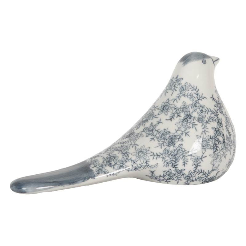 Clayre & Eef Statuetta decorativa Uccello 25x11x13 cm Bianco Blu Ceramica