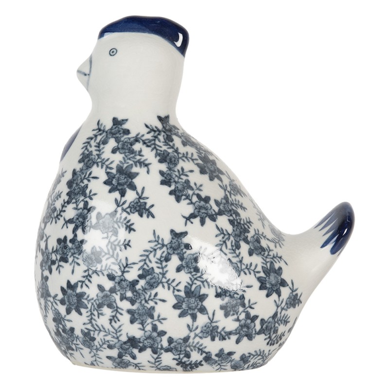 Clayre & Eef Decoratie Beeld Kip 18x12x21 cm Wit Blauw Keramiek