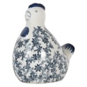 Clayre & Eef Decoratie Beeld Kip 18x12x21 cm Wit Blauw Keramiek