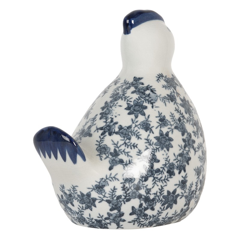 Clayre & Eef Decoratie Beeld Kip 18x12x21 cm Wit Blauw Keramiek