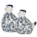 Clayre & Eef Decoratie Beeld Kip 18x12x21 cm Wit Blauw Keramiek