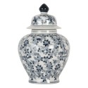 Clayre & Eef Vaso con Coperchio Ø 14x21 cm Bianco Blu Ceramica