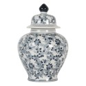 Clayre & Eef Vaso con Coperchio Ø 14x21 cm Bianco Blu Ceramica