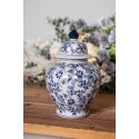 Clayre & Eef Vaso con Coperchio Ø 14x21 cm Bianco Blu Ceramica