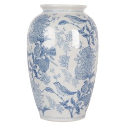 Clayre & Eef Vaso Ø 17x27 cm Bianco Blu Ceramica Uccelli sui rami