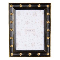 Clayre & Eef Bilderrahmen 13x18 cm Schwarz Goldfarbig Kunststoff Glas