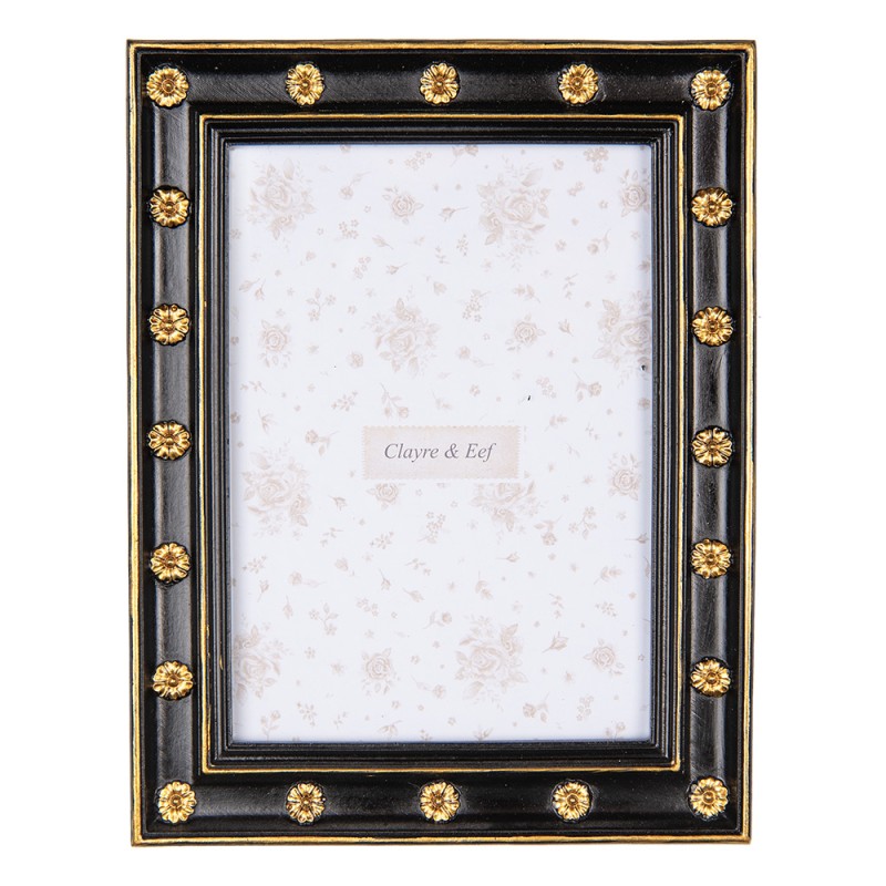 Clayre & Eef Fotolijst 13x18 cm Zwart Goudkleurig Kunststof Glas