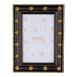 Clayre & Eef Photo Frame 10x15 cm Black Gold colored Plastic Glass