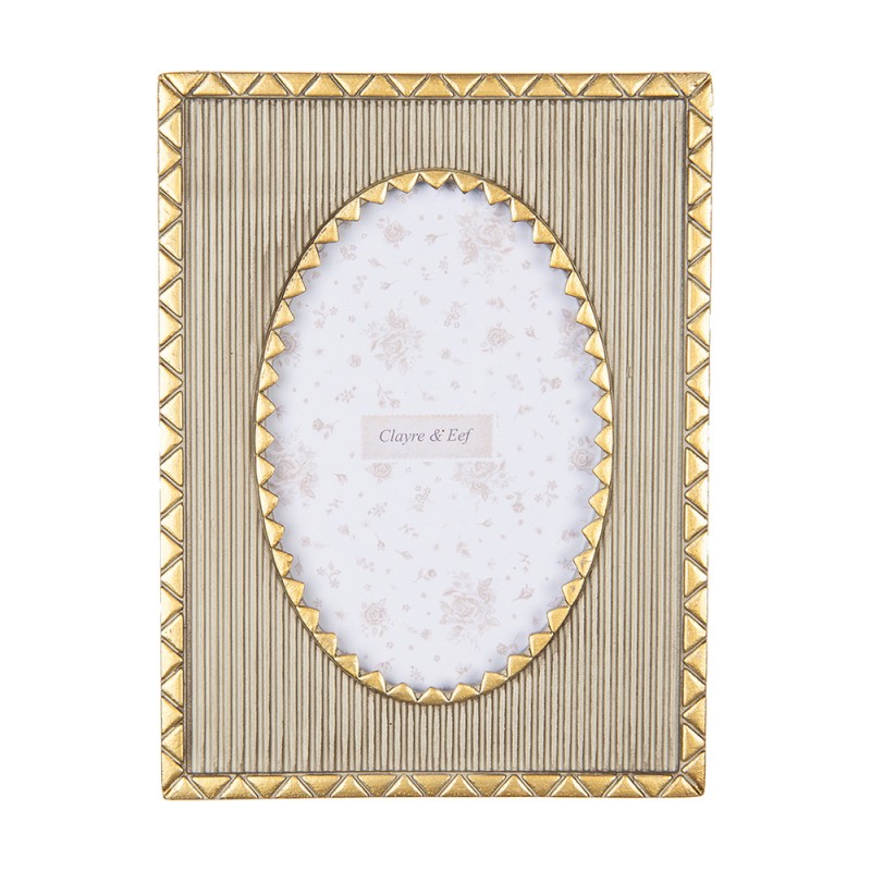 Clayre & Eef Cadre photo 10x15 cm Beige Plastique Verre
