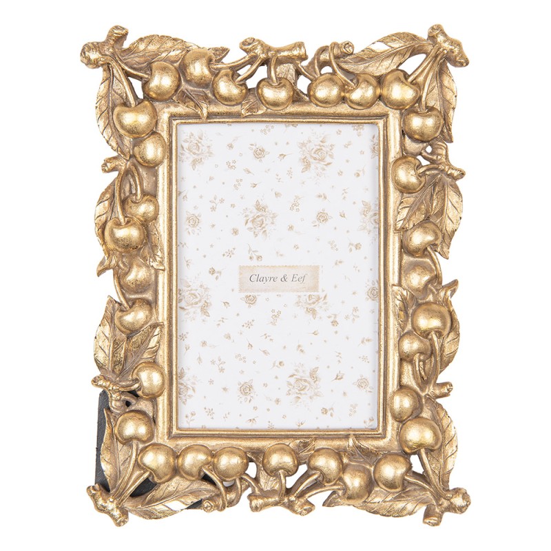Clayre & Eef Fotolijst 10x15 cm Goudkleurig Kunststof Glas Kersen