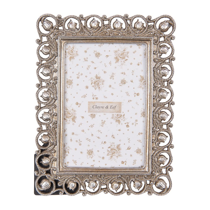 Clayre & Eef Bilderrahmen 10x15 cm Silberfarbig Kunststoff Glas