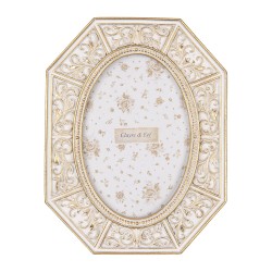 Clayre & Eef Photo Frame 10x15 cm White Gold colored Plastic Glass