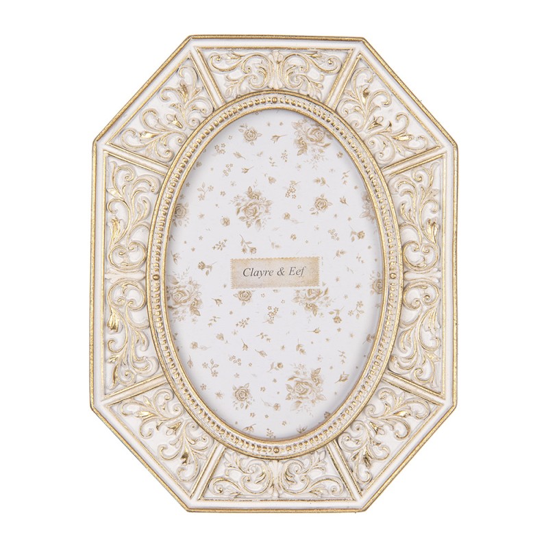 Clayre & Eef Photo Frame 10x15 cm White Gold colored Plastic Glass