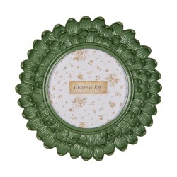 Clayre & Eef Bilderrahmen Ø 10 cm Grün Kunststoff Glas Rund