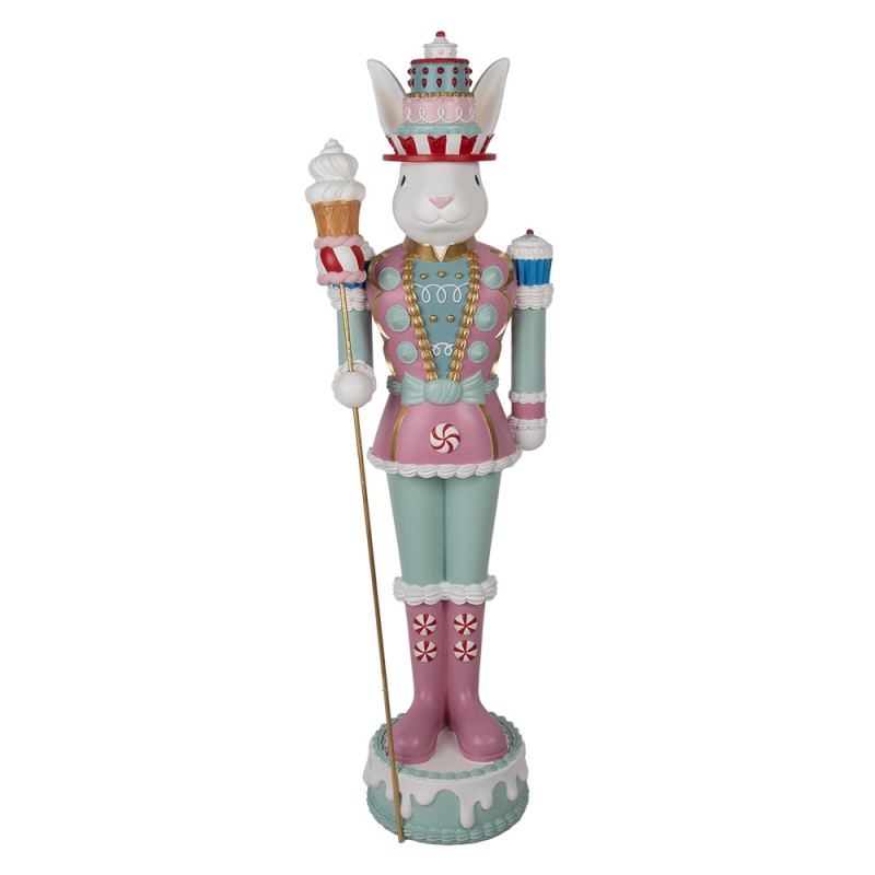 Clayre & Eef Statuetta decorativa Coniglio 29x25x100 cm Bianco Plastica