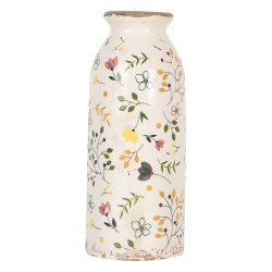 Clayre & Eef Vase Ø 8x20 cm Beige Keramik Blumen