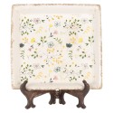 Clayre & Eef Onderbord 22x22x3 cm Beige Keramiek Bloemen