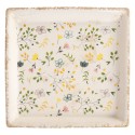Clayre & Eef Onderbord 22x22x3 cm Beige Keramiek Bloemen