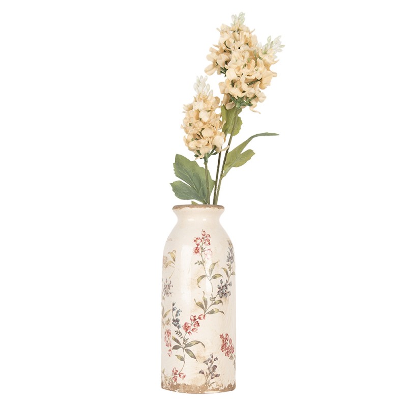 Clayre & Eef Vase Ø 8x20 cm Beige Keramik Blumen