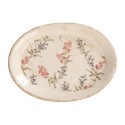 Clayre & Eef Sous-assiette  25x18x3 cm Beige Rose Céramique Ovale Fleurs