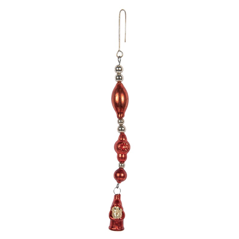 Clayre & Eef Ornamento Natalizio 25 cm Rosso Vetro Babbo Natale