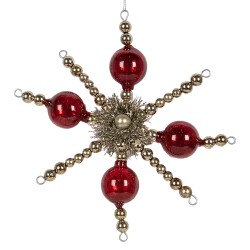 Clayre & Eef Pendentif de Noël 18x3x18 cm Rouge Verre