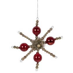 Clayre & Eef Pendentif de Noël 18x3x18 cm Rouge Verre