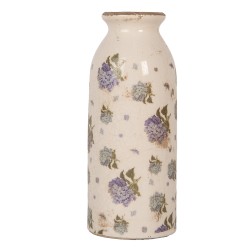 Clayre & Eef Vase Ø 8x20 cm Beige Keramik Blumen