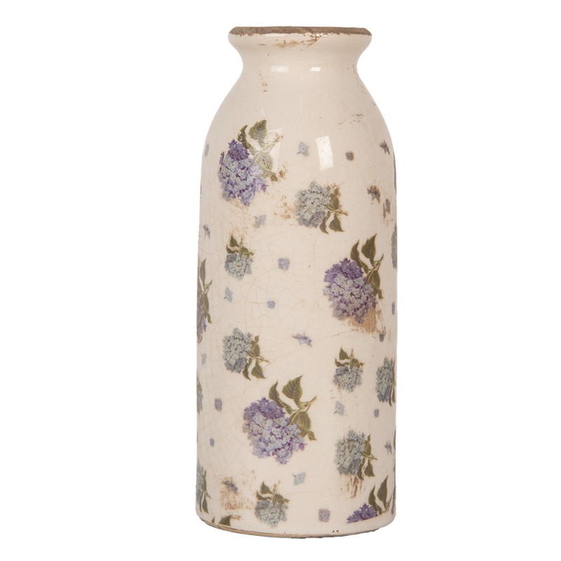 Clayre & Eef Vase Ø 8x20 cm Beige Keramik Blumen