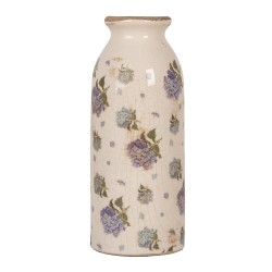 Clayre & Eef Vase Ø 8x20 cm Beige Keramik Blumen