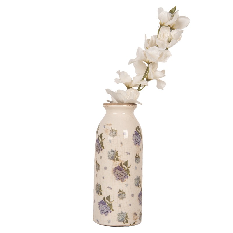 Clayre & Eef Vase Ø 8x20 cm Beige Keramik Blumen