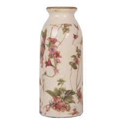 Clayre & Eef Vase Ø 8x20 cm Beige Keramik Blumen