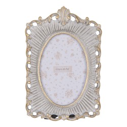 Clayre & Eef Photo Frame 10x15 cm Grey Gold colored Plastic Glass