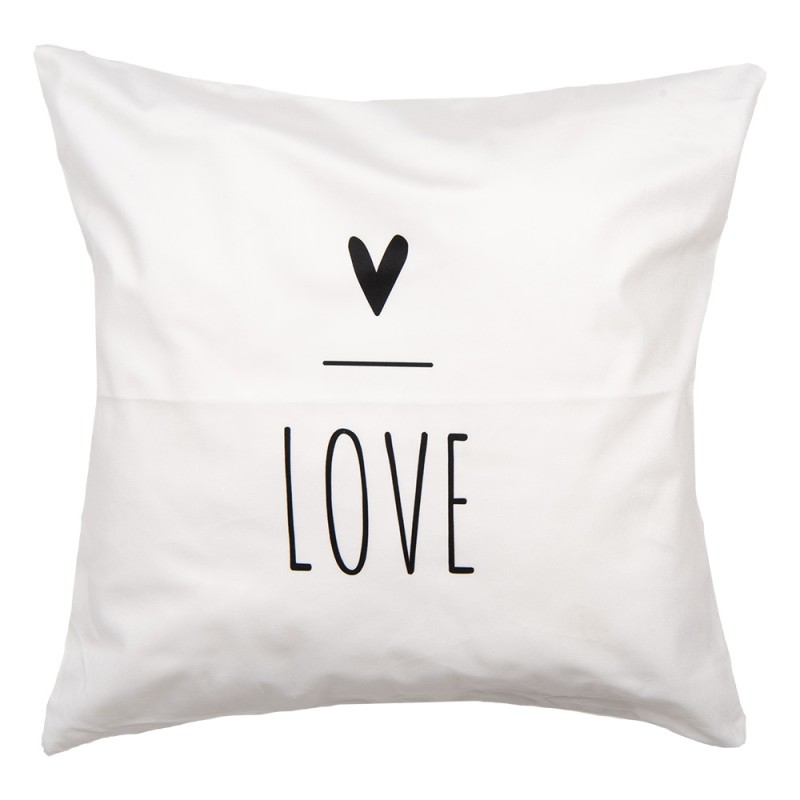 Clayre & Eef Federa per cuscino 45x45 cm Bianco Poliestere Quadrato Coure Love